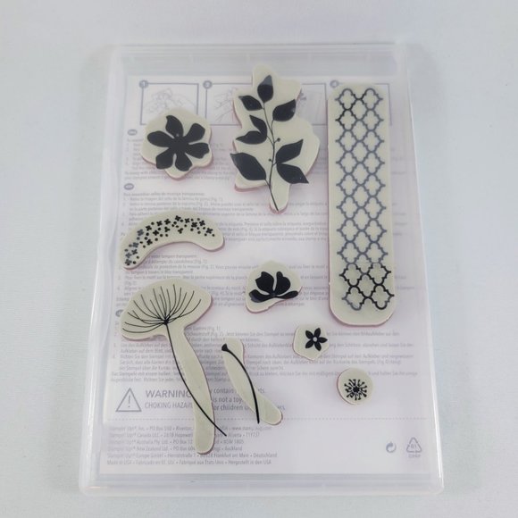 Summer Silhouettes Rubber Stamp Stampin’ Up! Lattice Leaves Flowers Cling Set - Picture 4 of 7